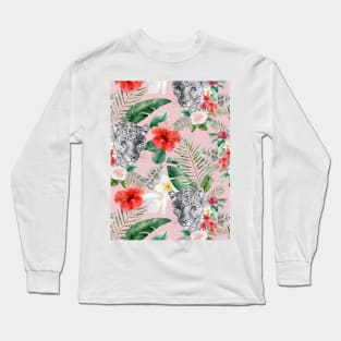 Tiger Between Blooming Plants Long Sleeve T-Shirt